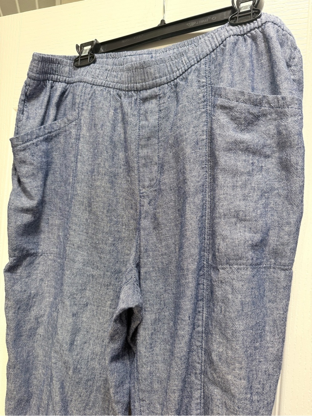 Old Navy Heathered Navy Elastic Waist Linen Chinos - Picture 2 of 10